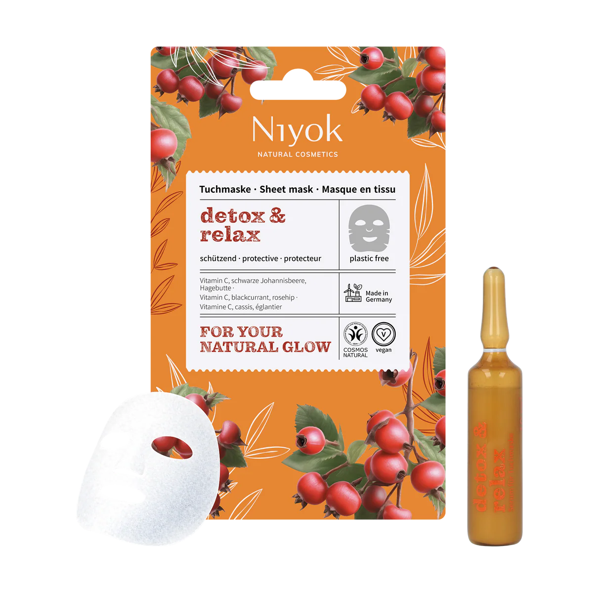Apsauginė lakštinė kaukė su antioksidaciniu poveikiu ir vitaminu C „Detox & Relax“