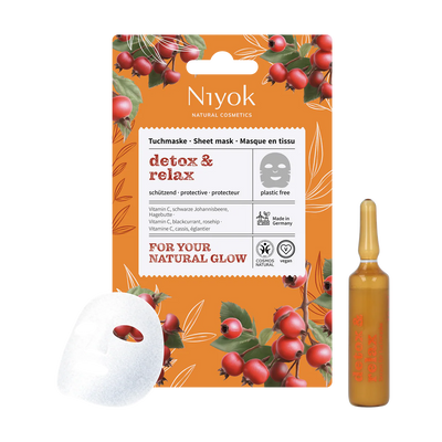 Apsauginė lakštinė kaukė su antioksidaciniu poveikiu ir vitaminu C „Detox &amp; Relax“