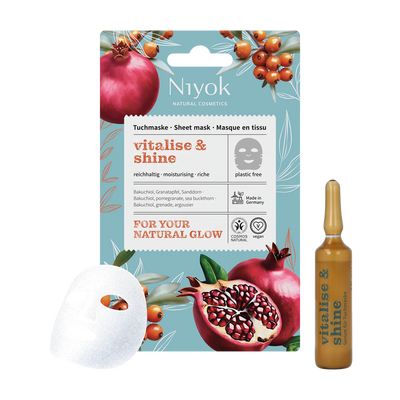 Prabangi lakštinė kaukė su bakuchioliu ir taukmedžio sviestu „Gyvybės ir spindesio suteikianti“